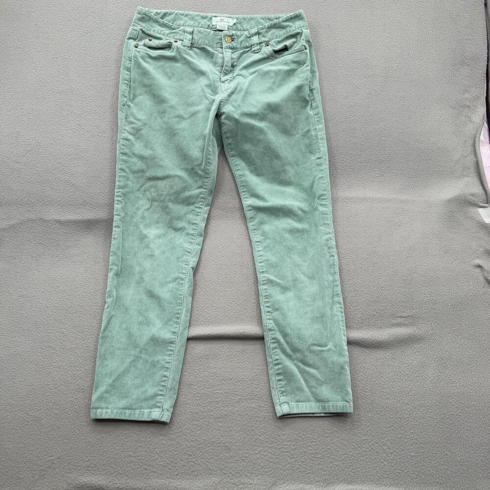 Vineyard Vines Pants Womens 6 Green Corduroy Stretch 5-Pocket Slim Ankle Preppy